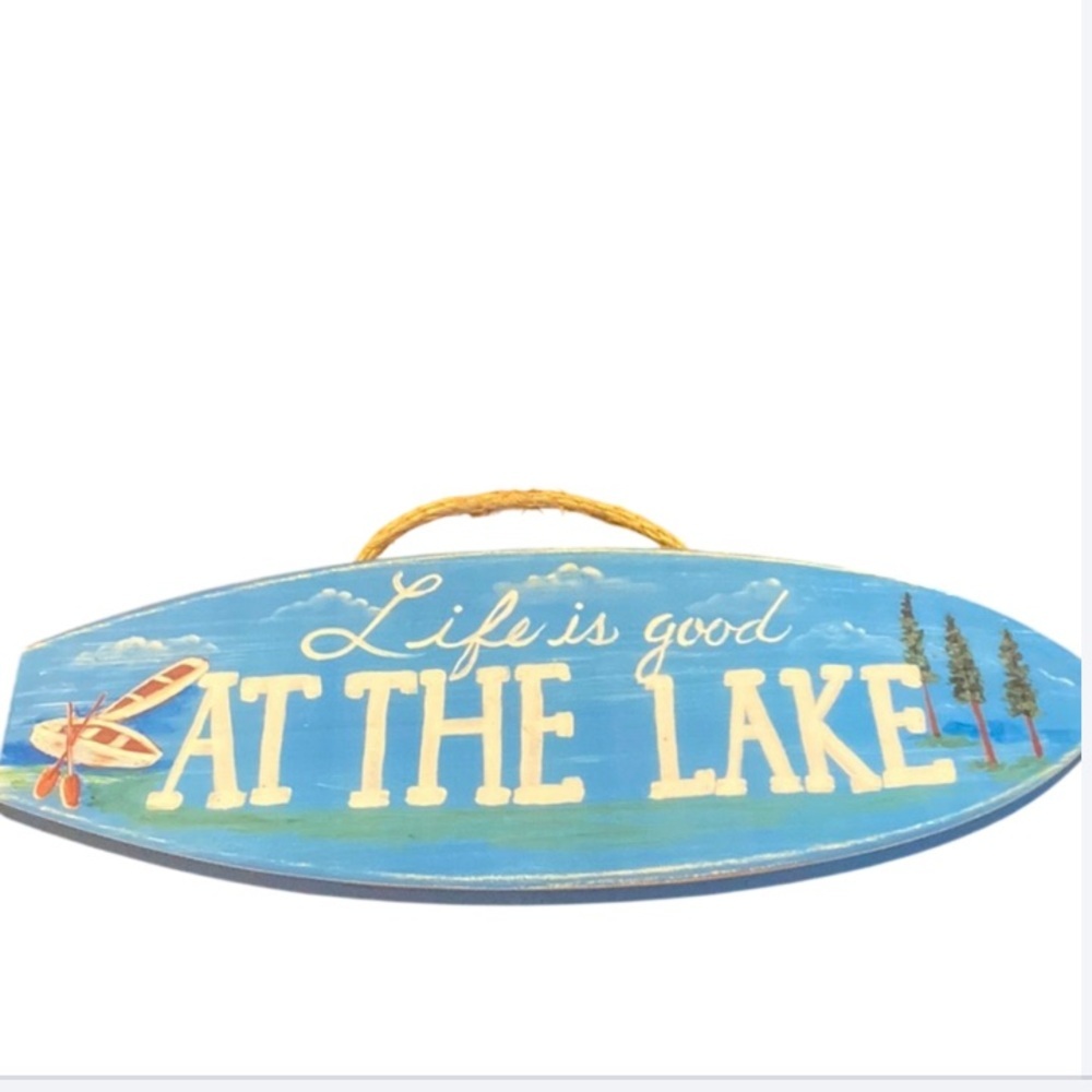 “Life is good at the lake” hand painted  wooden sign. #lakelife